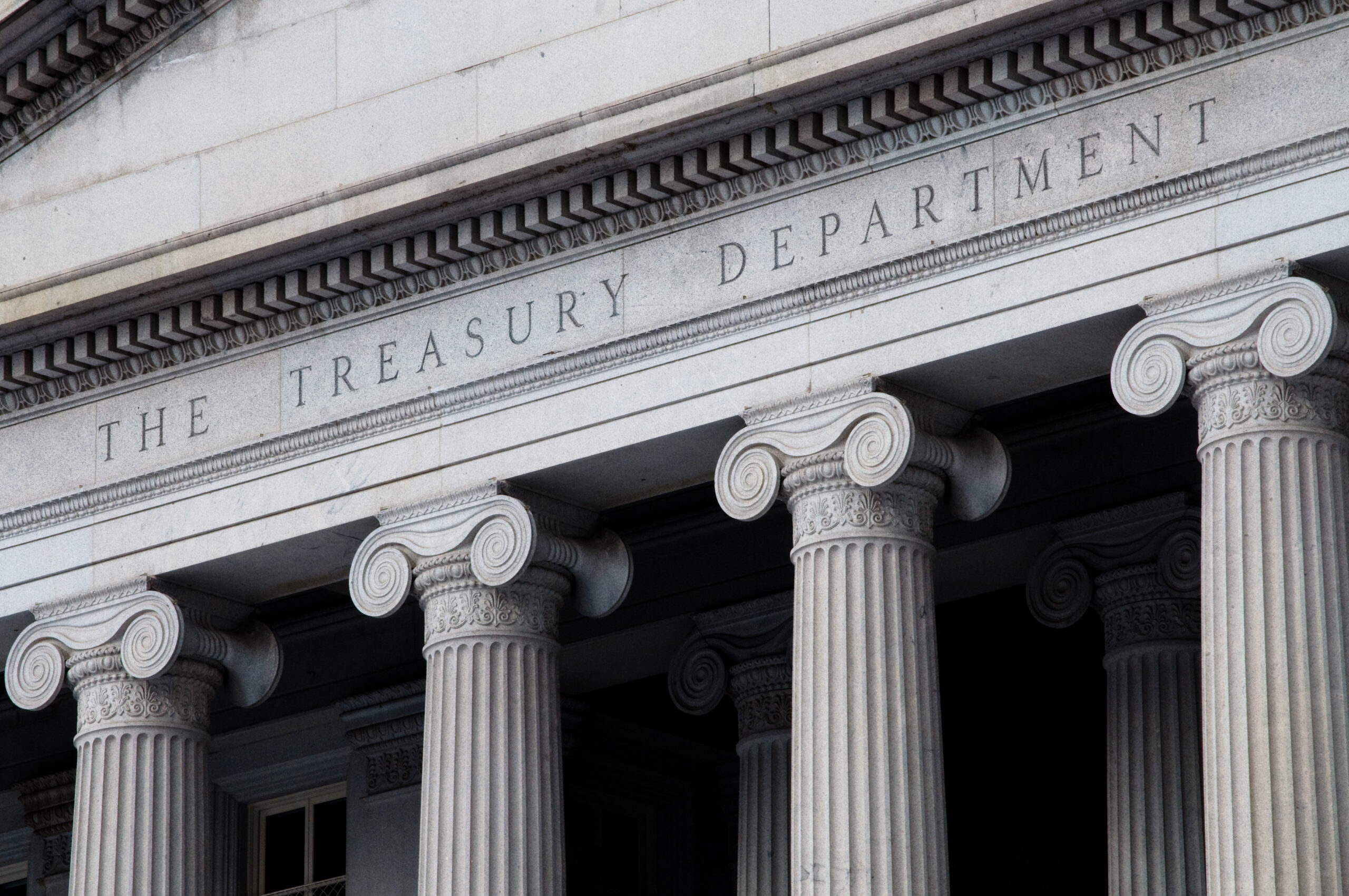 The Treasury Department Financial Building Lettering and Pillars